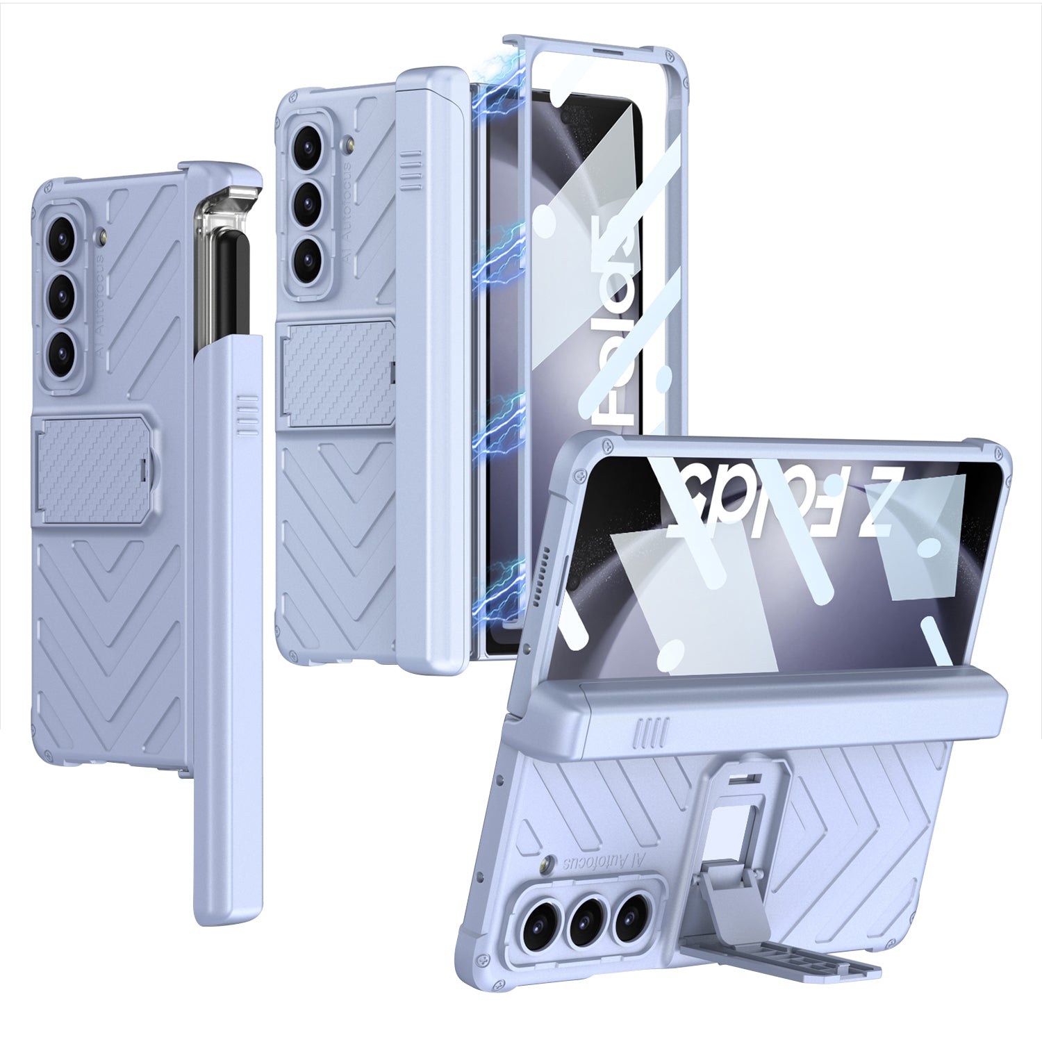 GKK Armor Kickstand Phone Case for Samsung Galaxy Z Fold5 5G Pen Slot PC Phone Cover with Tempered Glass Screen Film GKK Armor Kickstand Phone Case for Samsung Galaxy Z Fold5 5G Pen Slot PC Phone Cover with Tempered Glass Screen Film